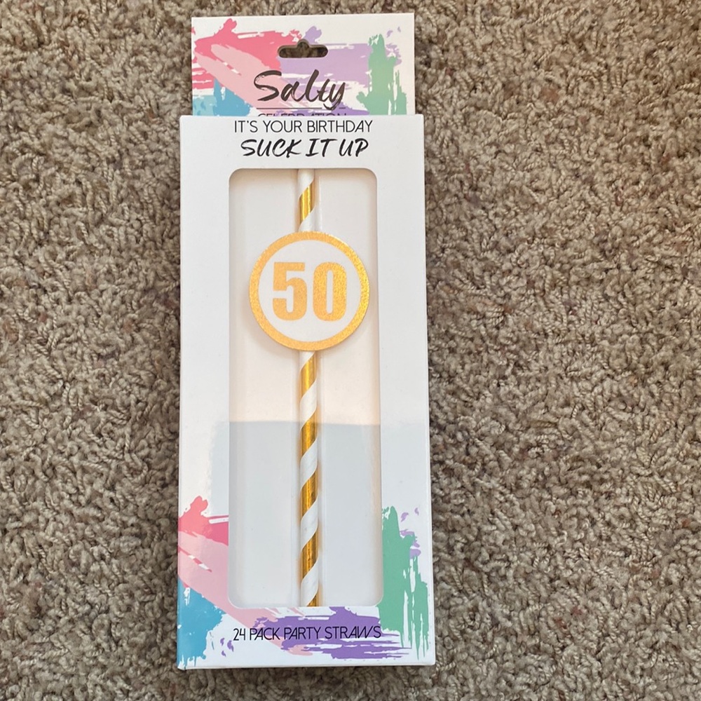 NEW 50th Birthday Pack of 24 Decorative Straws
